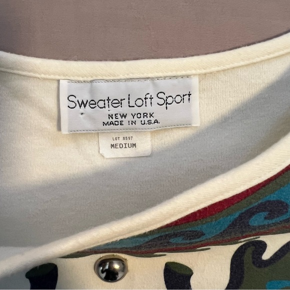 Sweater Loft Sport Cream Southwestern Style Top Fringe Aztec - Picture 2 of 9